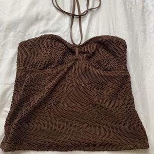 brown crochet halter top